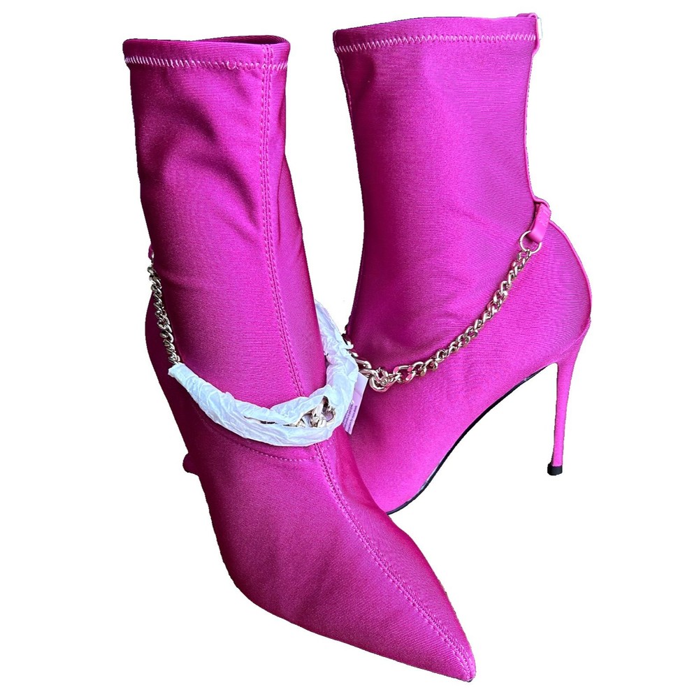 GUESS WOMEN PINK SATIN GLAM POINTED TOE PULLON STILETTO ANKLE BOOTIES 9.5 NEW - Picture 10 of 16